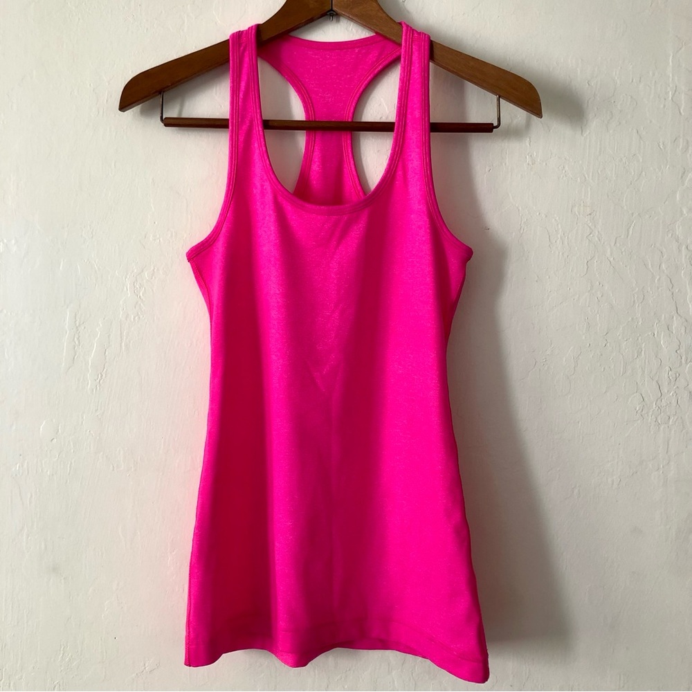 Pink tank top.